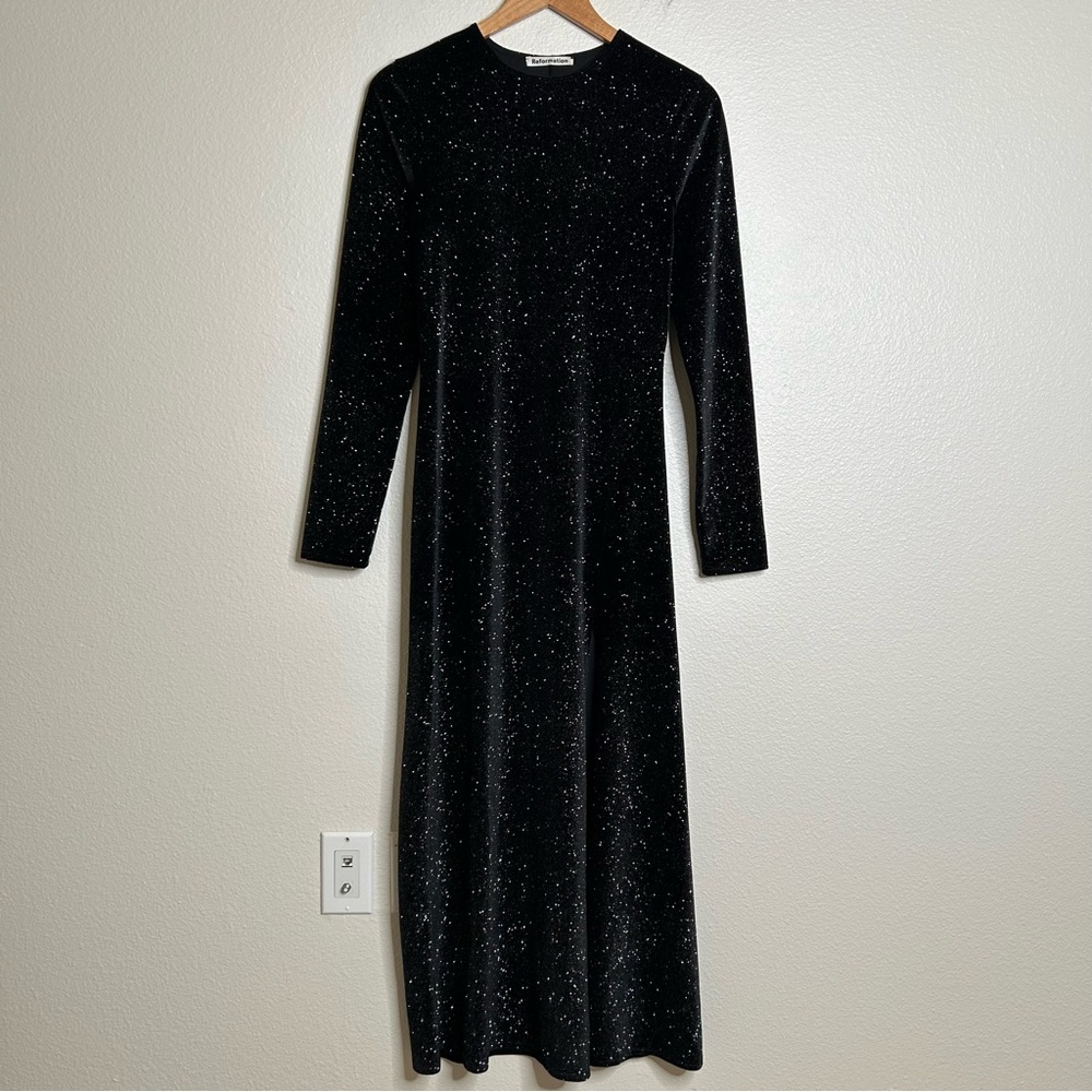 Reformation Sparkle/Glitter Dress Black Medium